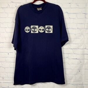 Vintage Timberland Weathergear T Shirt Mens XL Navy Blue Made in USA Cotton Tee